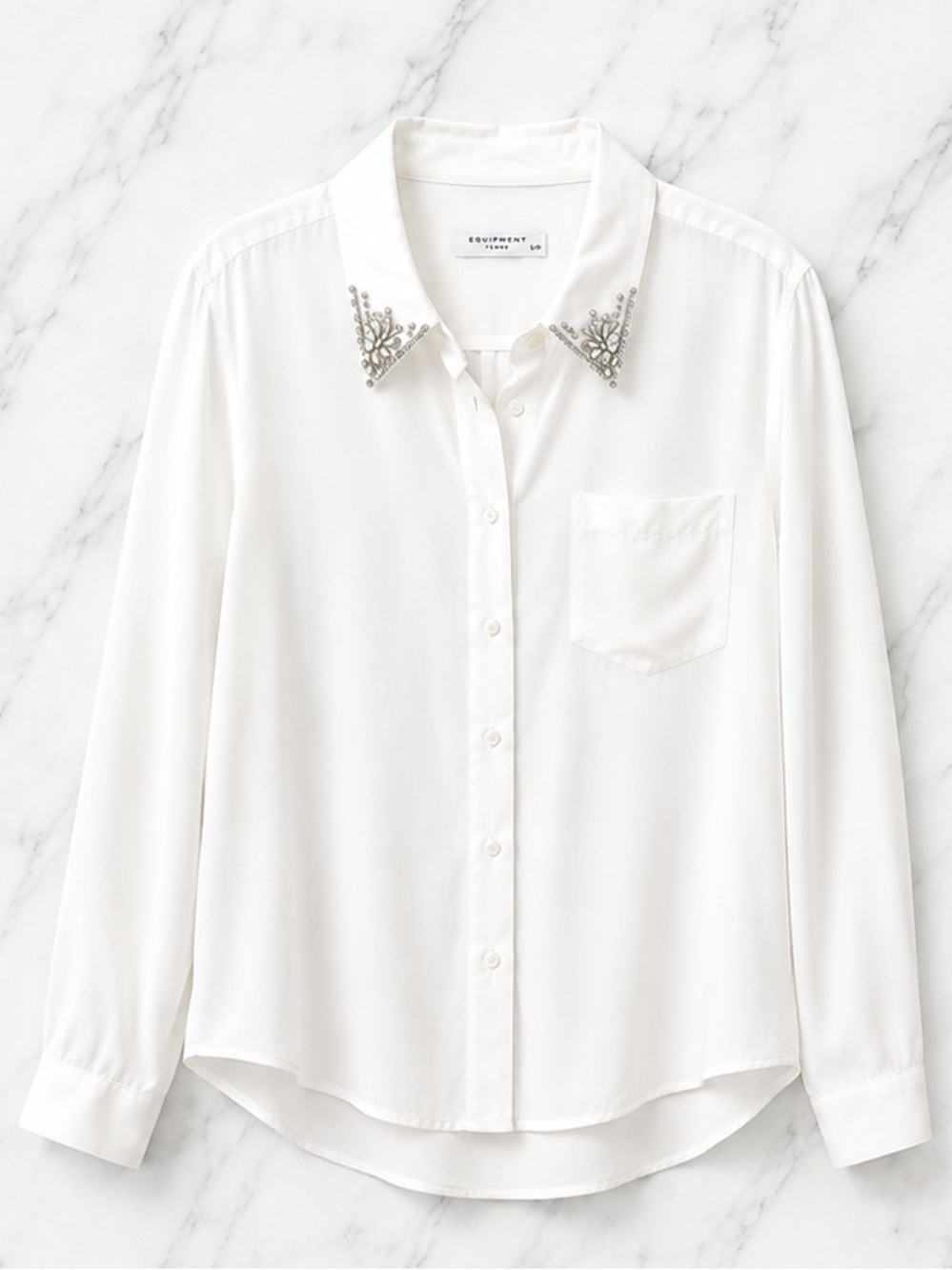Equiptment Silk Embellished-Collar Button-Front Shirt